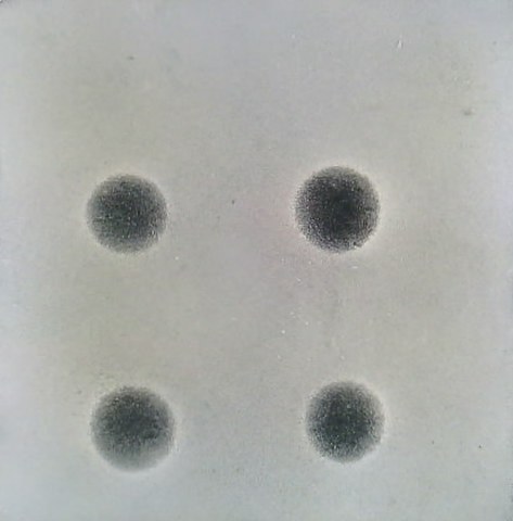 GlowTact tactile image of a calibration ball array